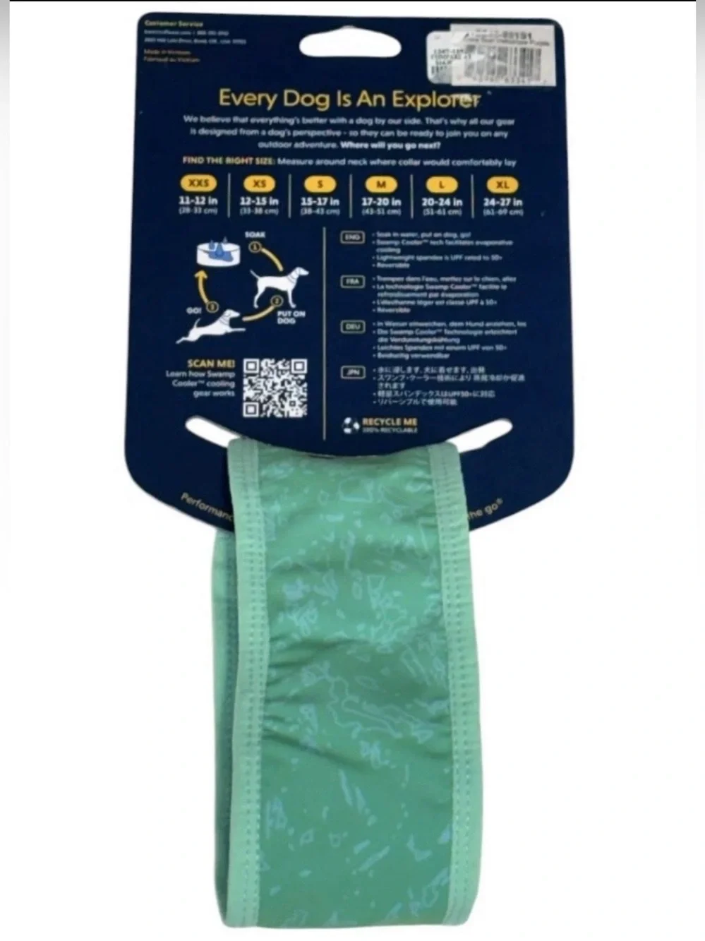 Ruffwear Swamp Cooler Cooling Dog Neck Gaiter Size XS 12”-15” Aurora Teal
